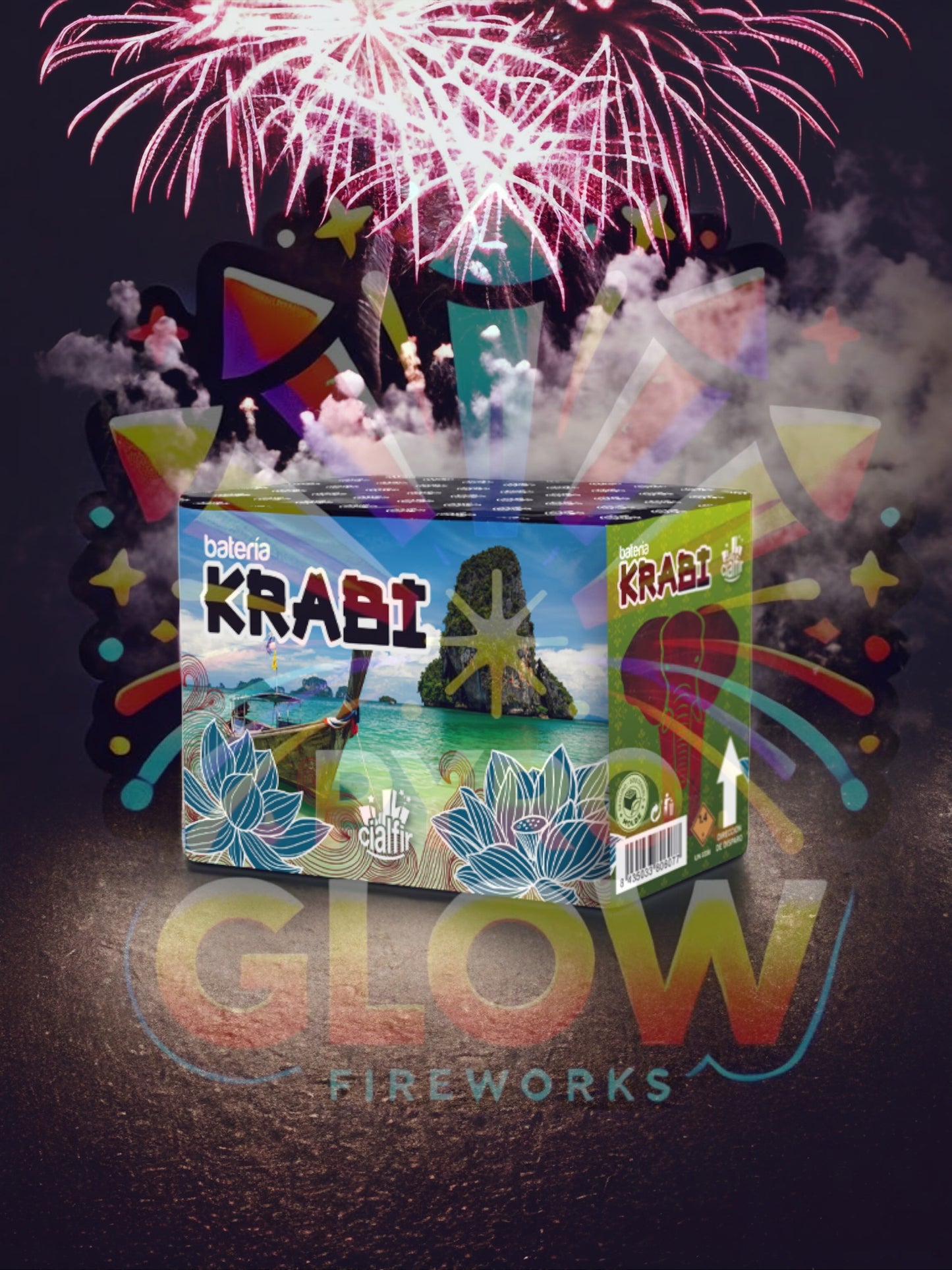 Bateria de Fogo de Artifício Krabi, 32 Tiros, 16 mm, 40 s, F2