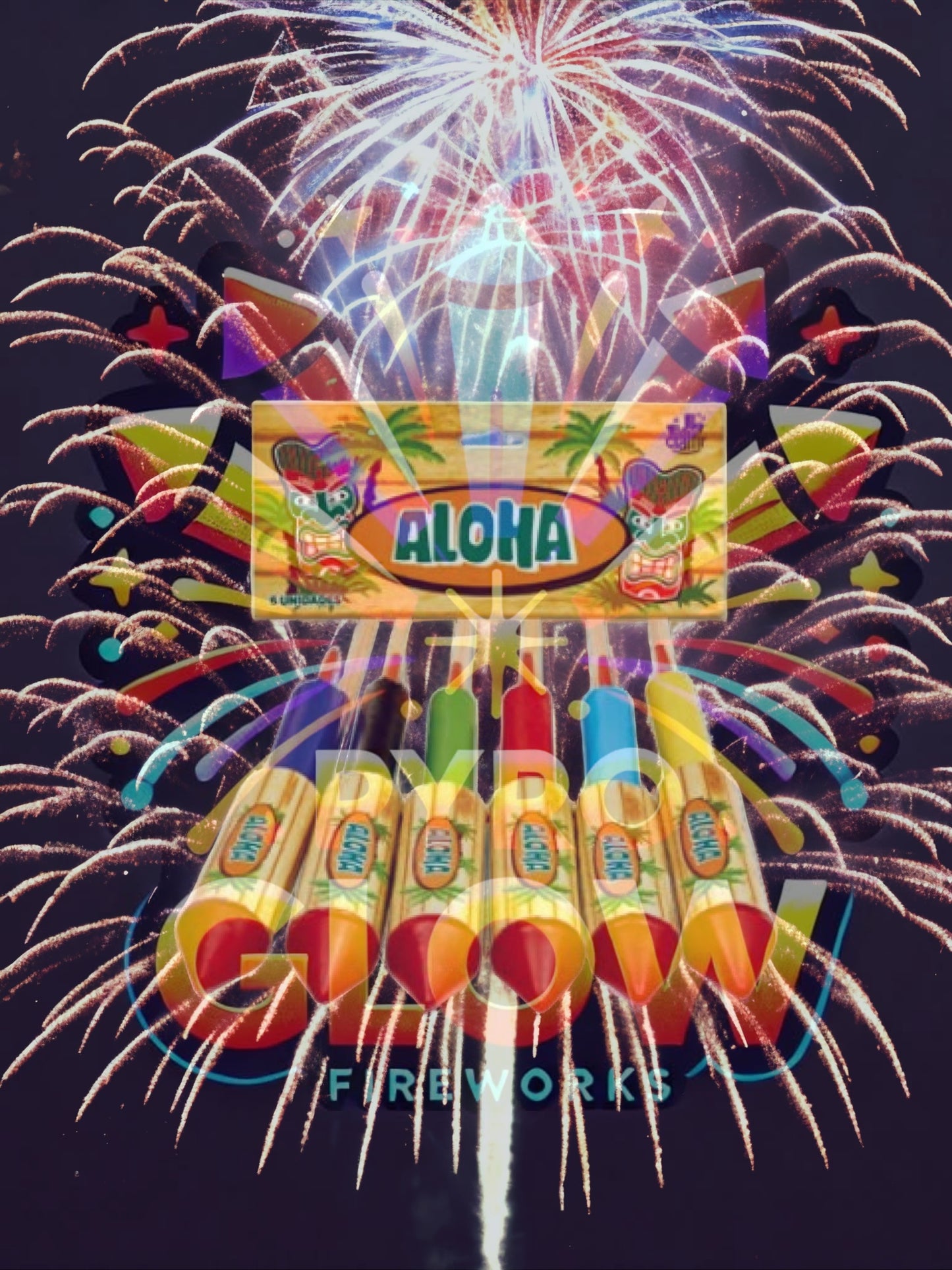 Foguetes Aloha, 6 Unidades, Calibre 8 mm, Efeitos Variados, 45 m