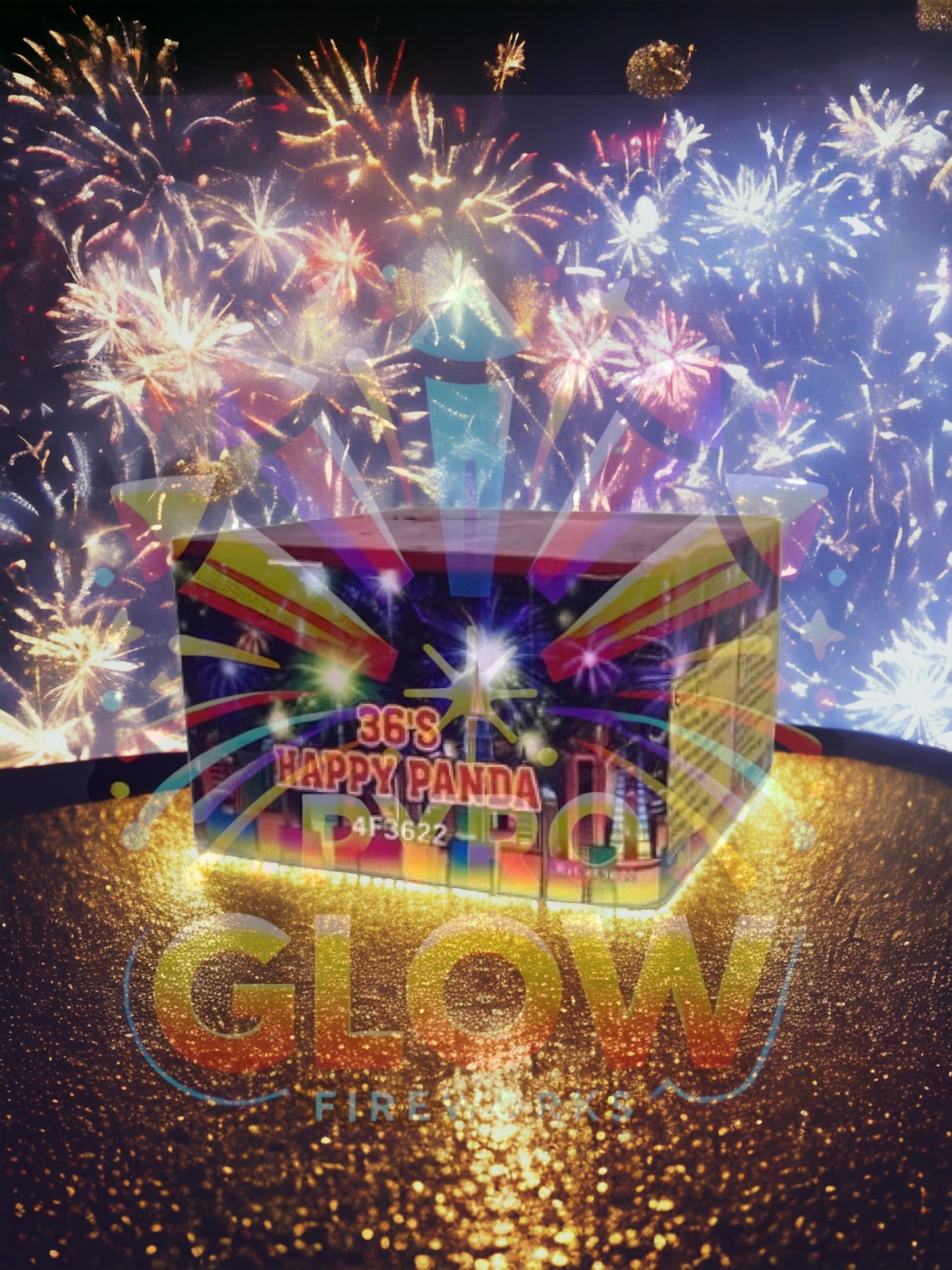 Bateria de Fogo de Artifício Happy Panda, 36 Tiros, 16 mm, 40 s, F2