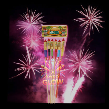 Foguetes Aloha, 6 Unidades, Calibre 8 mm, Efeitos Variados, 45 m