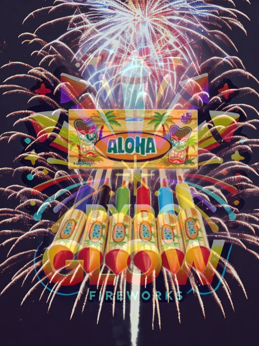 Foguetes Aloha, 6 Unidades, Calibre 8 mm, Efeitos Variados, 45 m