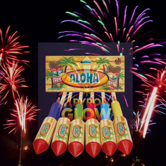 Foguetes Aloha, 6 Unidades, Calibre 8 mm, Efeitos Variados, 45 m
