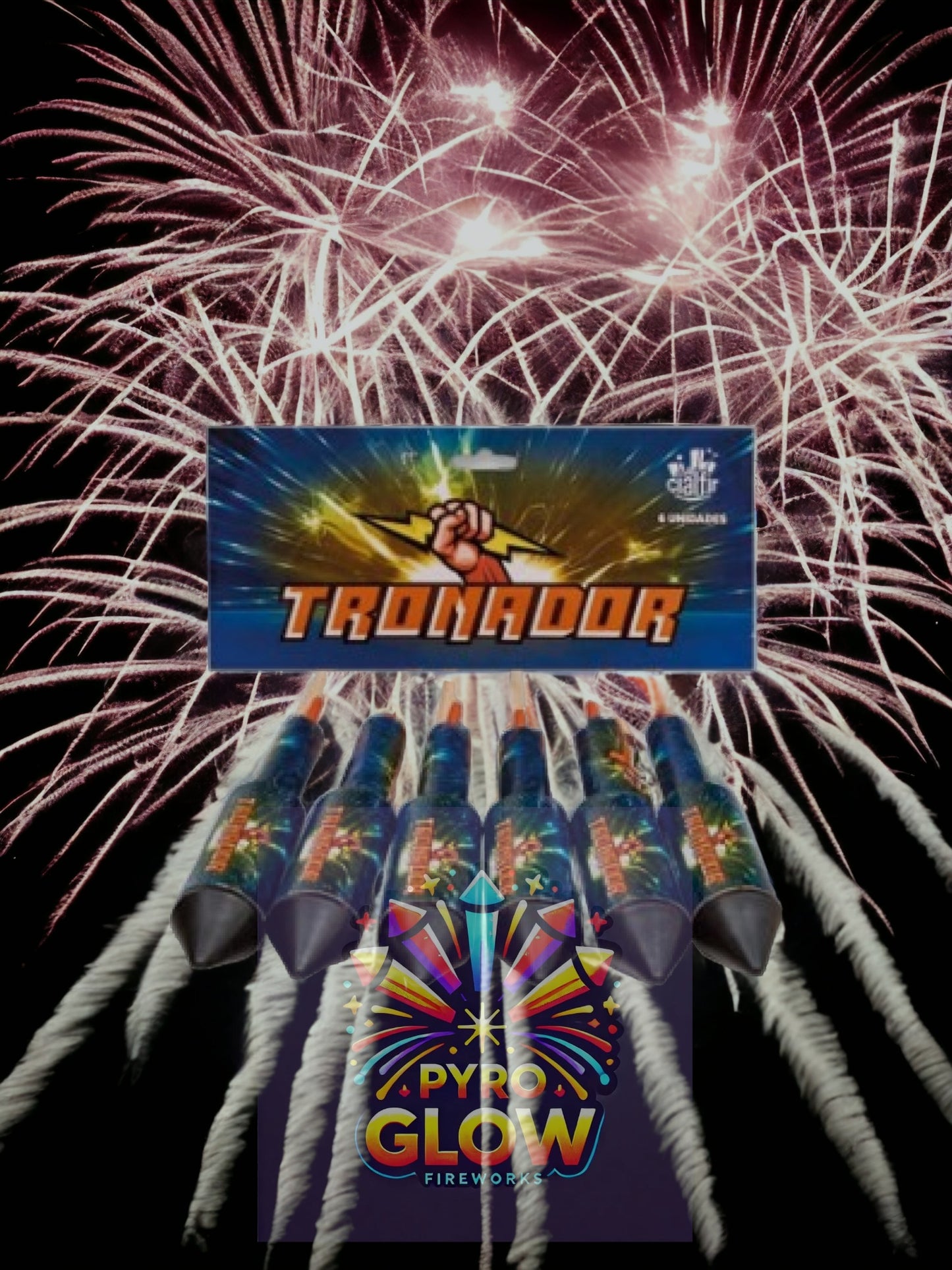 Foguetes Tronador, Caixa 6 Unidades, F3, Efeitos Variados 45m