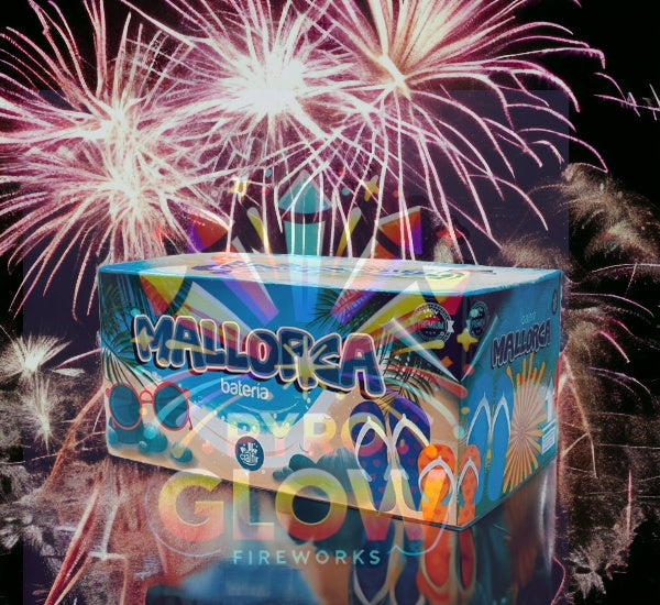 Bateria de Fogo de Artifício Mallorca, 102 Tiros, 70 s, Calibres Variados, F3