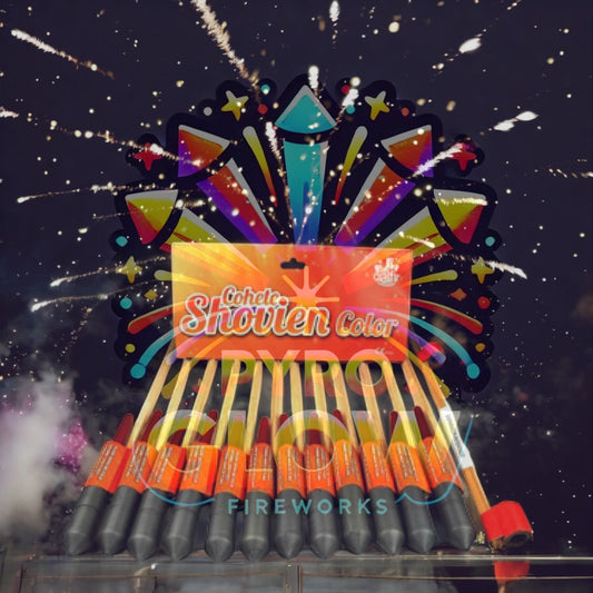 Foguetes Shovien Color, 12 Unidades, Efeito Palmeira Multicolor, 70 m